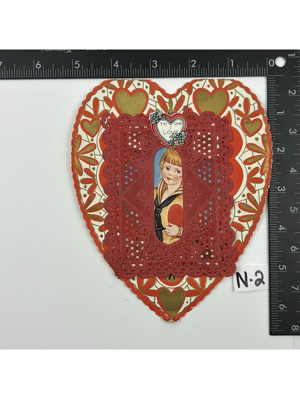 Antique Whitney Made Worcester Mass Mechanical Valentine Card Die Cut 1920s  N-2